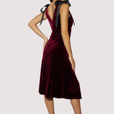 Adorned Virtue Velvet Midi Dress - Plum