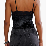 Bed of Roses Velvet Cami - Black