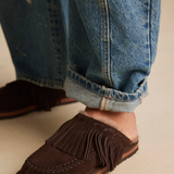 Fallon Fringe Mule - Chocolate Suede
