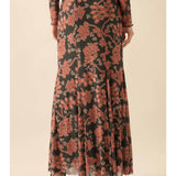 Mesh Mermaid Skirt - Burgundy Combo