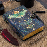 Vintage Leather Journal Notebook with Butterfly Print