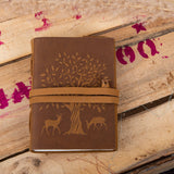 Tree with Deer Embossed Leather Journal
