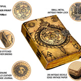 Vintage Leather Journal Notebook Diary with Compass Print