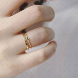 14k Gold Plated Antique Green Zircon Ring