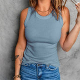 Sleeveless Basic Cami Tank Top - Light Blue