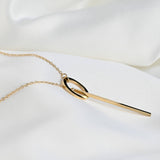 Circle Bar Y Necklace - Geometric Lariat Pendant