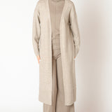 Long Line Open Cardigan - Heather Oatmeal