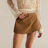Paradise Found Suede Skort - Caramel Cafe