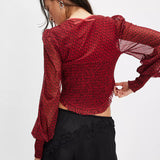 Dottie Printed Long Sleeve Top - Printed Salsa