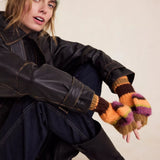 Super Stripe Mitten Gloves - Hot Coral