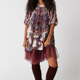 Maye Printed Velvet Tunic - Tea Combo