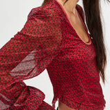 Dottie Printed Long Sleeve Top - Printed Salsa