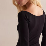 Sleek Rib Layering Top - Black