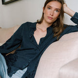 Embroidered Voile Shirt - Marino