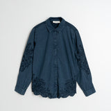 Embroidered Voile Shirt - Marino