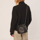 Gathered Leather Bag -Black