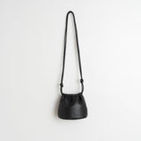 Gathered Leather Bag -Black