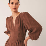 Crepe Cotton Dress - Tabaco