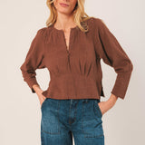 Crepe Cotton Blouse - Tabaco
