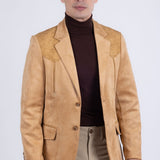 Western Suede Blazer - Curry
