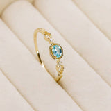 Sterling Silver Apatite and White Zircon Ring