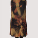 Luminous Shadow Mesh Maxi Skirt