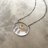 Silver Mountain Necklace - Waterproof Moon Necklace