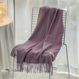 Solid Color Cashmere-Feel Fringe Shawl Scarf