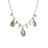 Labradorite Multi Teardrop Gemstone and Green Peridot Fringe