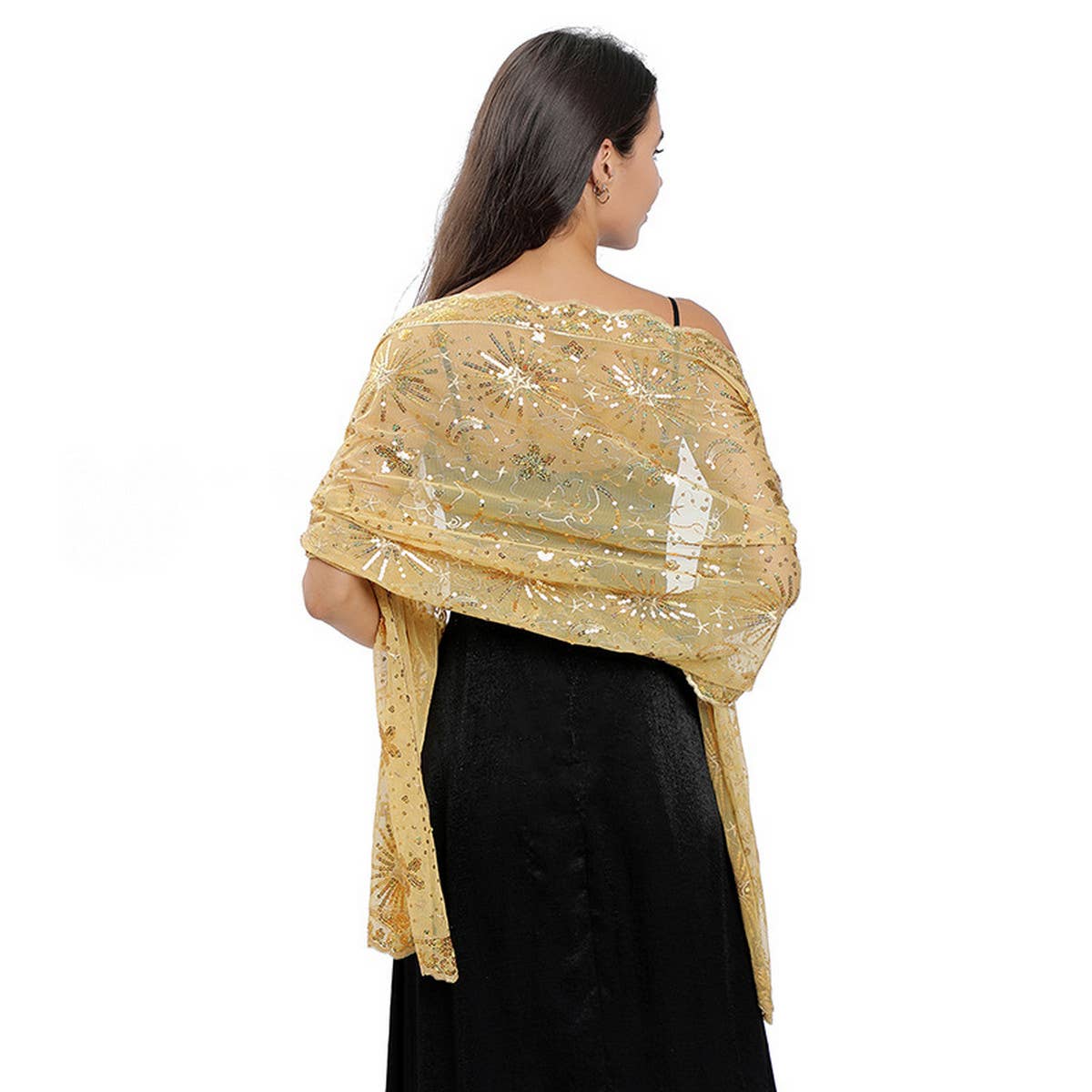 Stars & Moon Embroidered Shawl