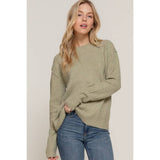 Long Sleeve Mock Neck Raised Seam Sweater