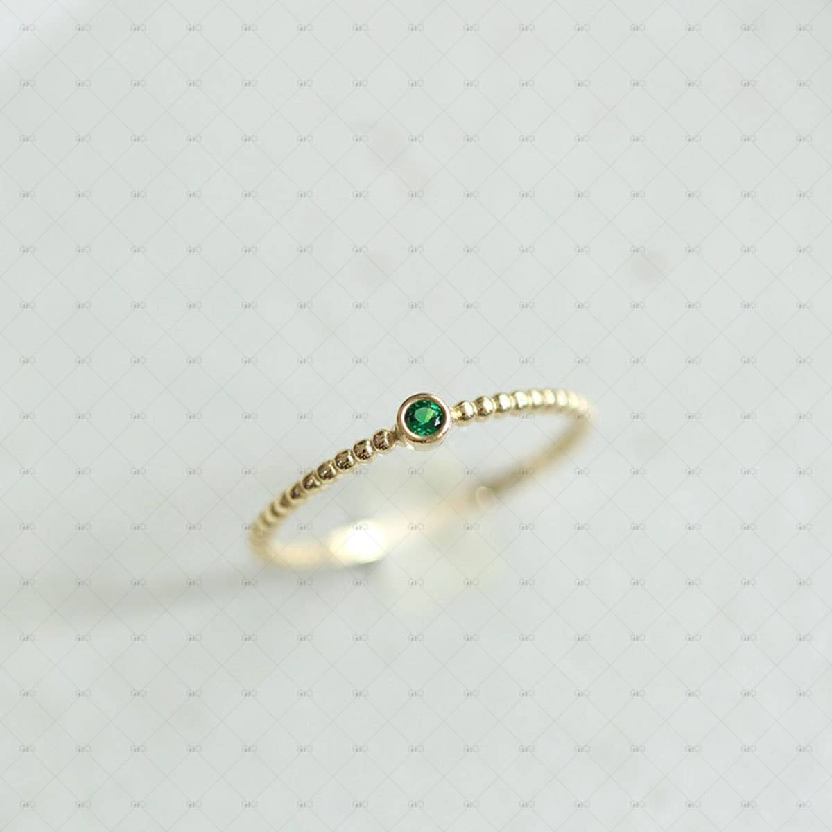 14k Gold Plated Antique Green Zircon Ring
