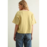 Short Sleeve Linen Knit Top - Lemon