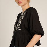 Embroidered Peplum Blouse