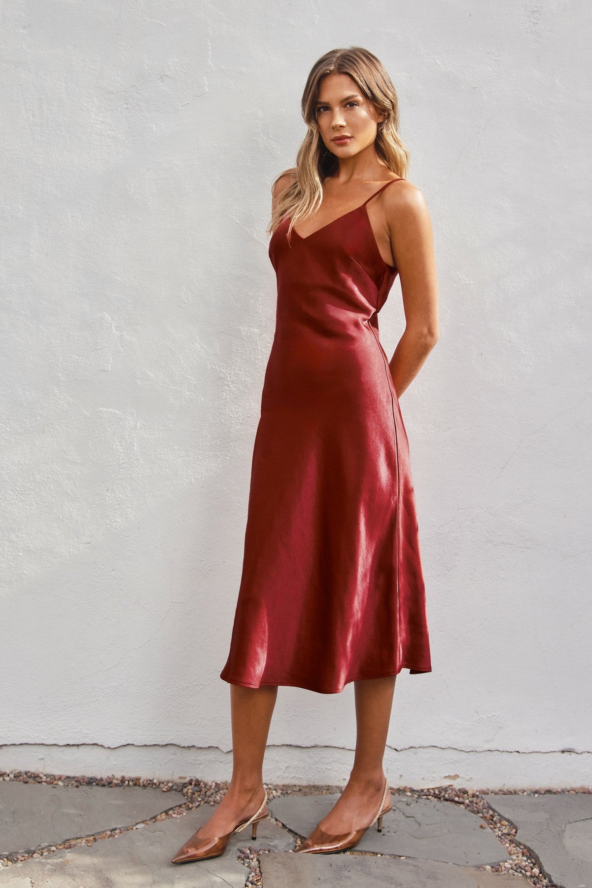 Satin Bias Cut Slip Dress