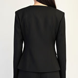 Deep V-neck Button Down- Blazer Woven Jacket