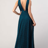 Deep V-Neck Maxi Dress - Forest