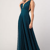 Deep V-Neck Maxi Dress - Forest
