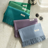 Solid Color Cashmere-Feel Fringe Shawl Scarf