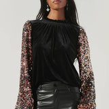 Michelle Velvet Mock Neck Top