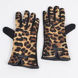 Leopard Print Knitted Gloves