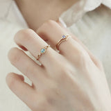 Sterling Silver Apatite and White Zircon Ring