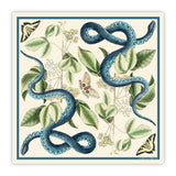 Blue Snake & Butterfly Silk Scarf - 17 x 17"