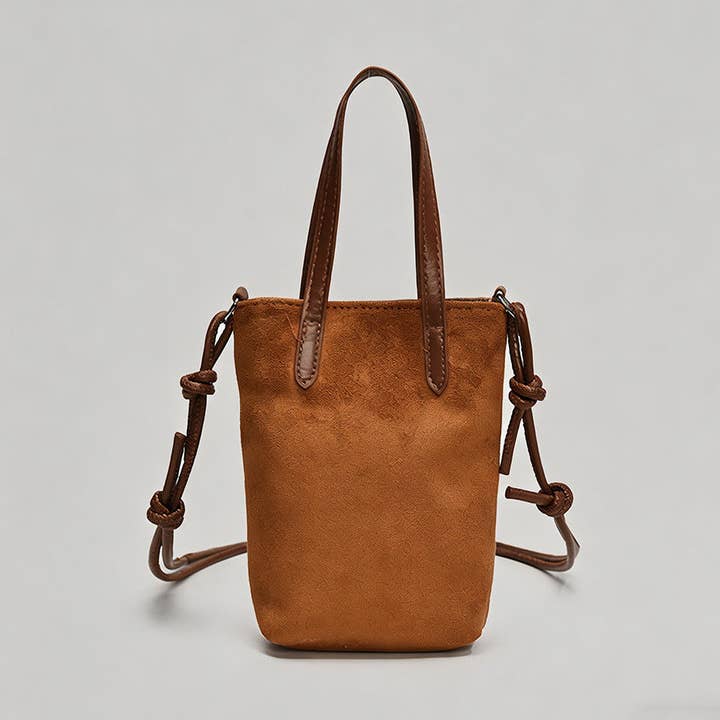 Vintage Suede Mini Bucket Crossbody Bag