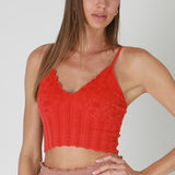 Lace Textured Bralette - Poppy Red