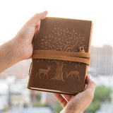 Tree with Deer Embossed Leather Journal