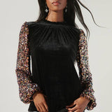 Michelle Velvet Mock Neck Top