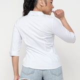 Button Down 3/4 Sleeve Blouse