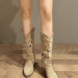 Hollow Embroidered Vintage Western Boots