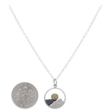 Sterling Silver 18 Inch Mountain Necklace with Bronze Sun